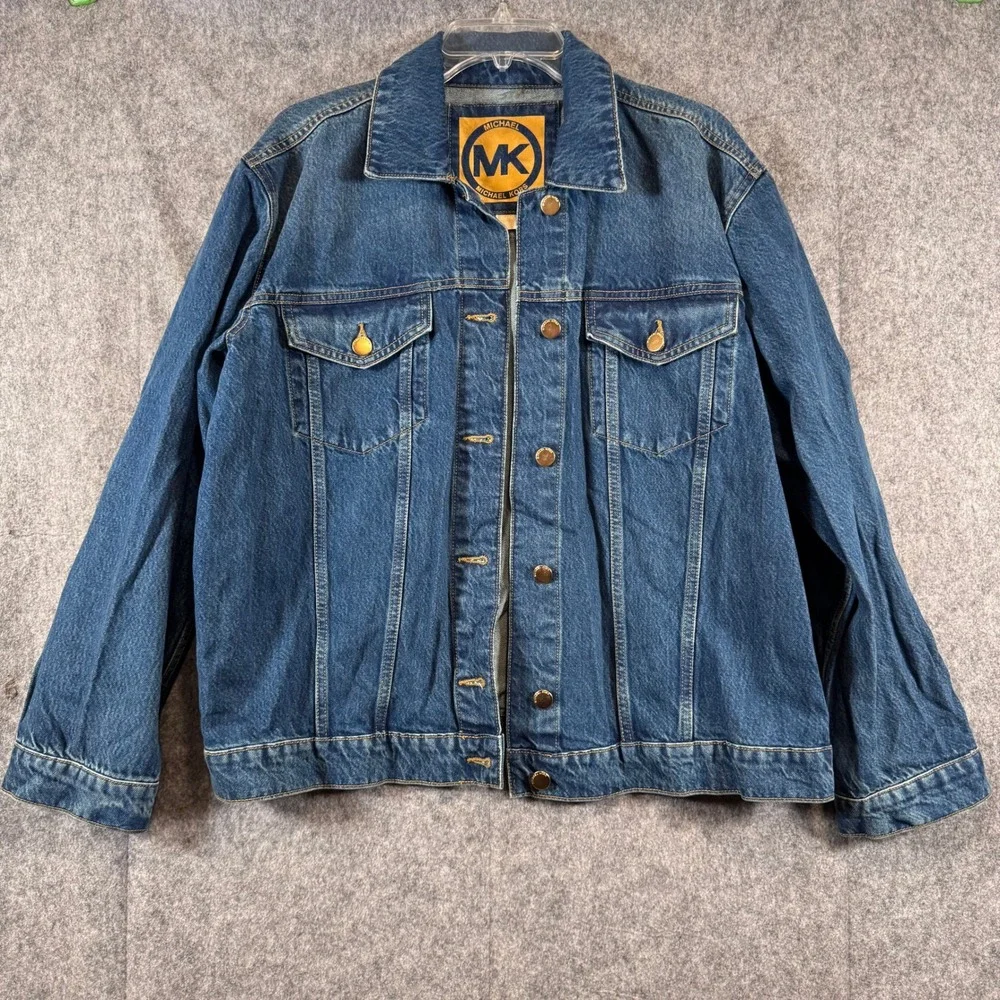 Michael Kors Denim Trucker Jean Jacket Womens XL Classic Western Sustainable